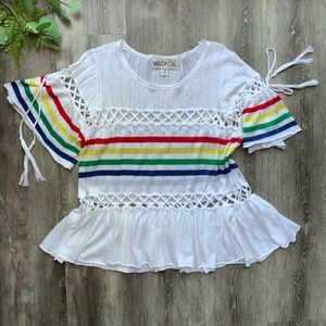 Wildfox Criss-Cross Colorful Short-Sleeve Shirt